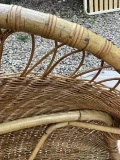 Lit corbeille enfant en rotin seventies