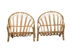 Lit corbeille en rotin pour enfant 1960