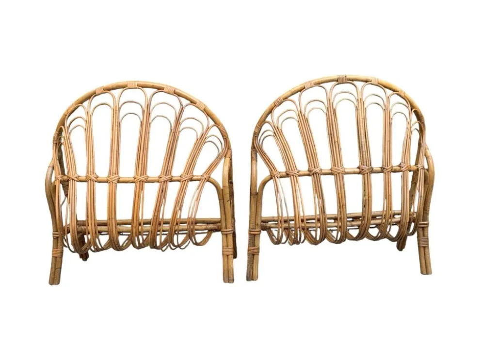 Lit corbeille en rotin pour enfant 1960