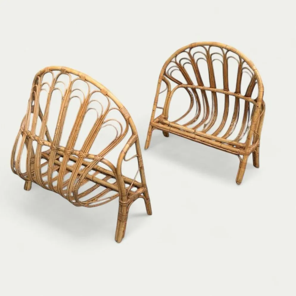 Lit corbeille en rotin pour enfant 1960
