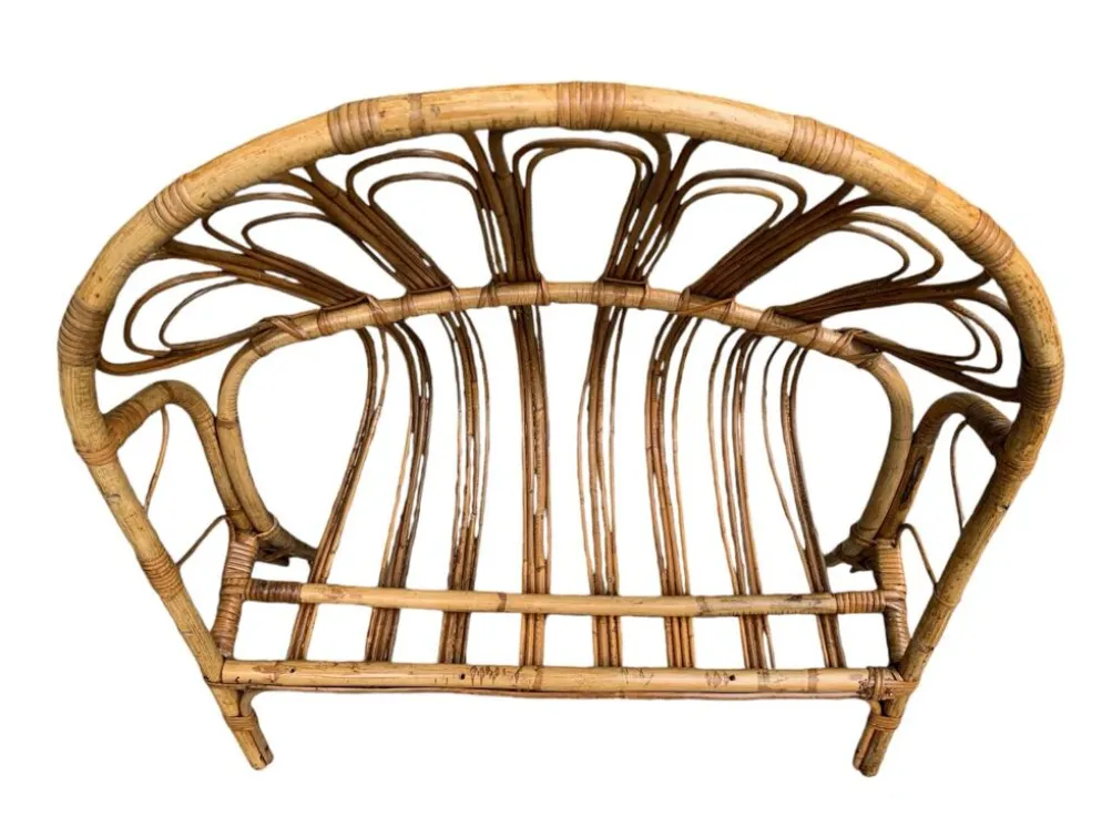 Lit corbeille en rotin pour enfant 1960