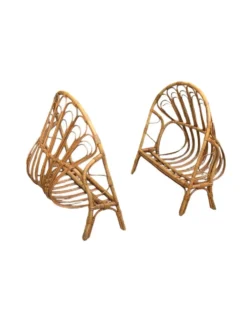 Lit corbeille en rotin pour enfant 1960