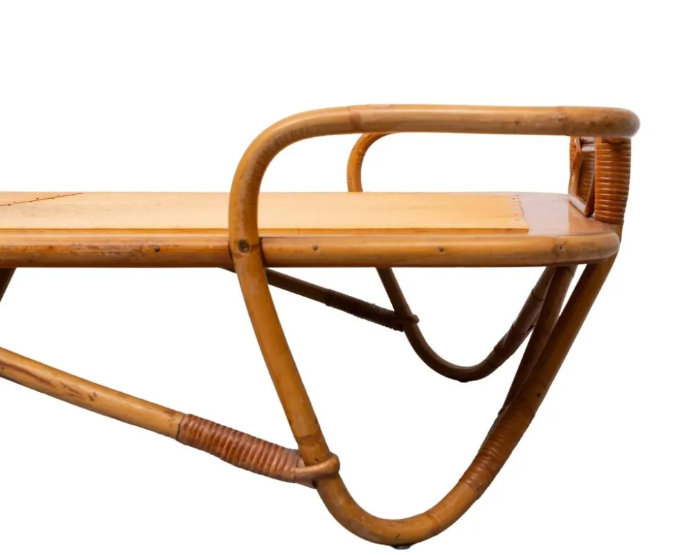 Lit daybed Rohé en rotin Noordwolde années 1950 Hollande