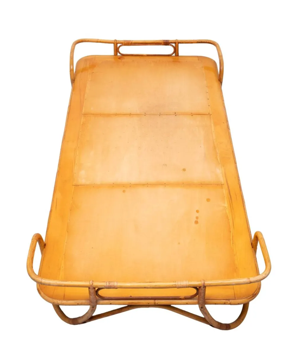 Lit daybed Rohé en rotin Noordwolde années 1950 Hollande