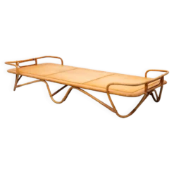 Lit daybed Rohé en rotin Noordwolde années 1950 Hollande
