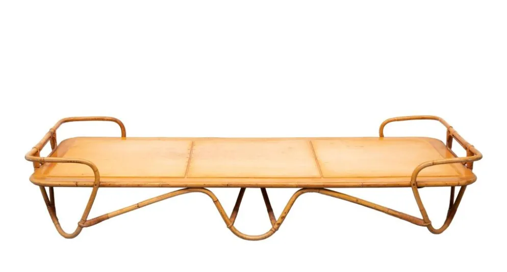 Lit daybed Rohé en rotin Noordwolde années 1950 Hollande