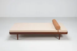 Lit de jour danois en teck et tissu, milieu du siècle Danemark 1960