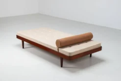 Lit de jour danois en teck et tissu, milieu du siècle Danemark 1960
