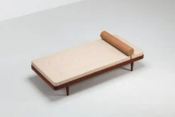 Lit de jour danois en teck et tissu, milieu du siècle Danemark 1960