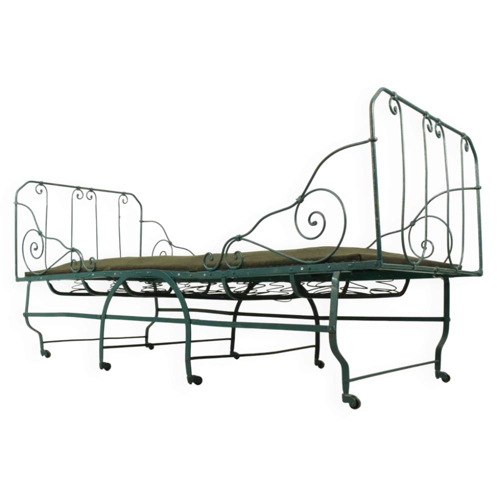 Lit de jour en métal pliable avec nouvelle sangle et rembourrage