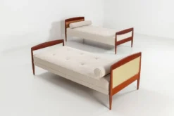 Lit de jour scandinave en teck et en cannage, Danemark 1960