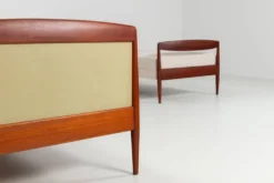Lit de jour scandinave en teck et en cannage, Danemark 1960