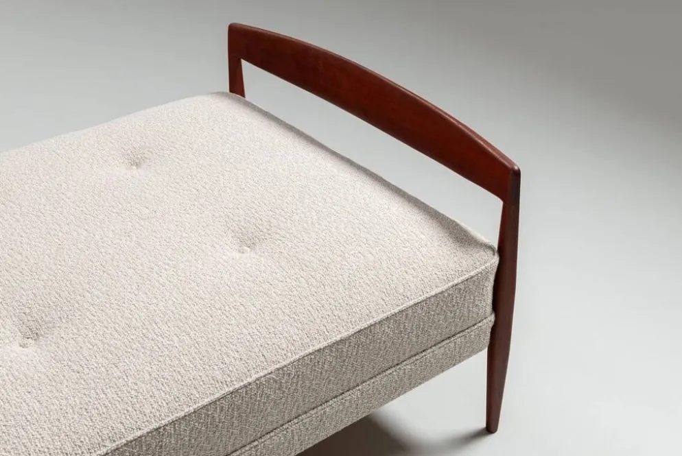 Lit de jour scandinave en teck et en cannage, Danemark 1960