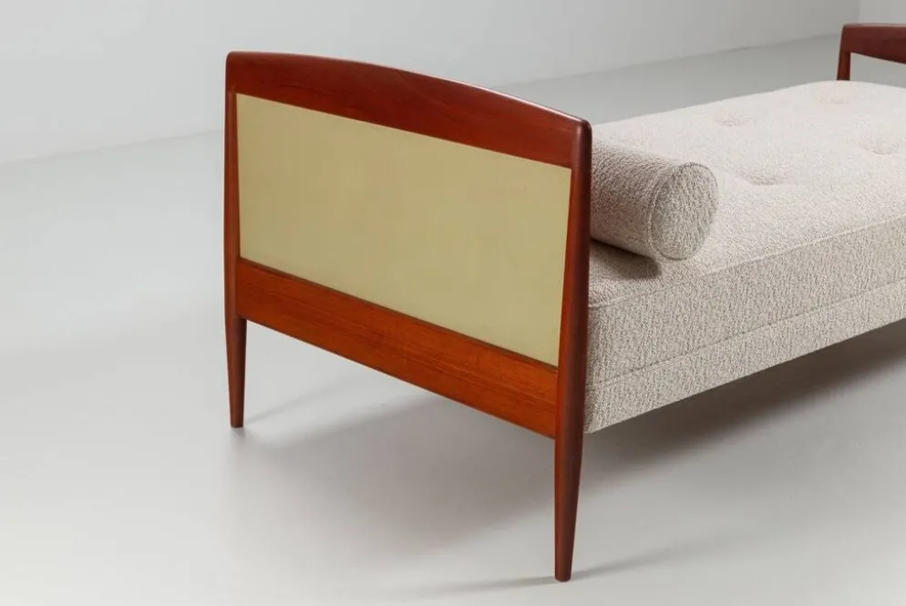 Lit de jour scandinave en teck et en cannage, Danemark 1960