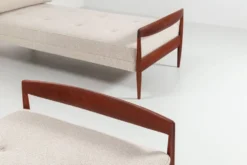 Lit de jour scandinave en teck et en cannage, Danemark 1960