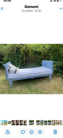 lit de repos banquette en fonte Napoléon III sur roulettes