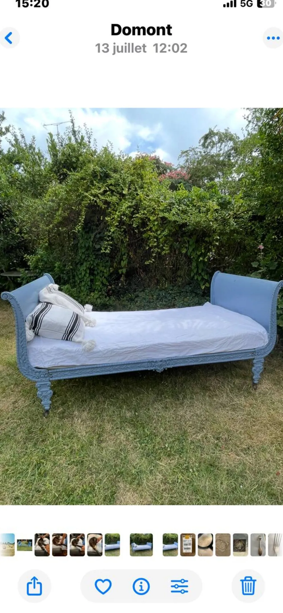lit de repos banquette en fonte Napoléon III sur roulettes
