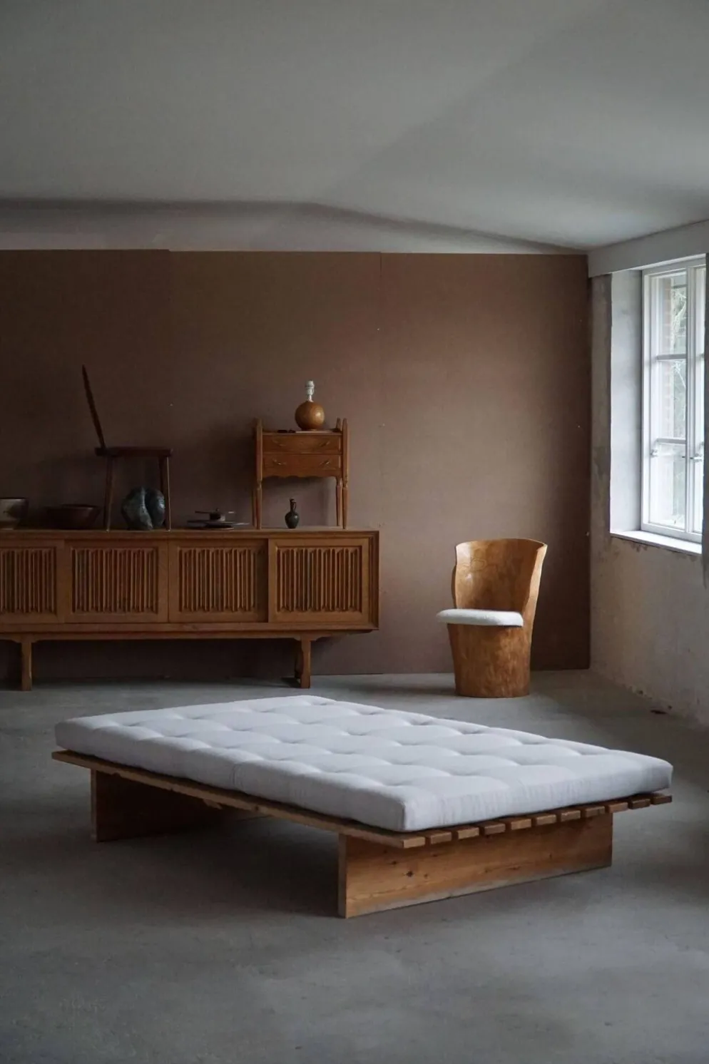 Lit de repos danois moderne, retapissé, fabriqué en pin, par Nyt i Bo, années 1970