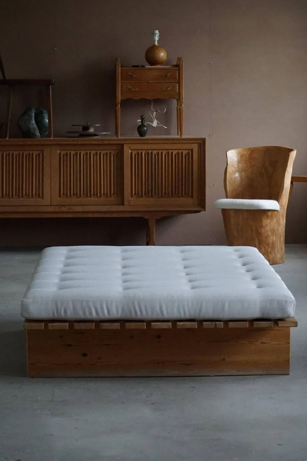 Lit de repos danois moderne, retapissé, fabriqué en pin, par Nyt i Bo, années 1970