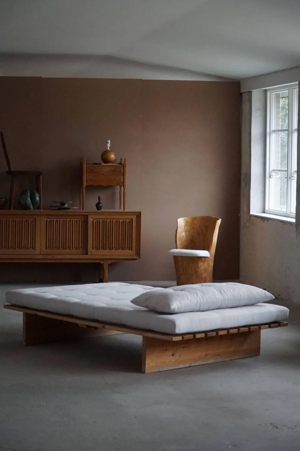 Lit de repos danois moderne, retapissé, fabriqué en pin, par Nyt i Bo, années 1970