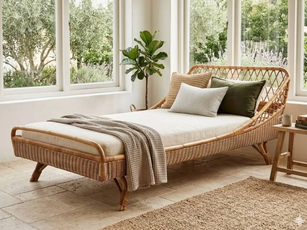 Lit de repos day bed rotin banquette