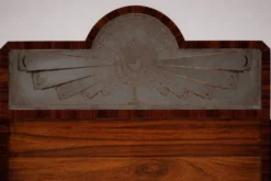 Lit double Art Déco – Palissandre, laque noire et verre sablé – Années 1930