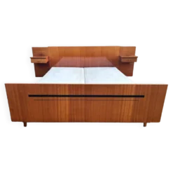 Lit double electrique, bois vernis, vintage, années 60