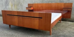 Lit double electrique, bois vernis, vintage, années 60