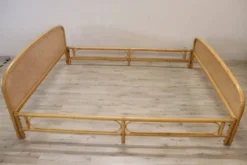 Lit Double En Bambou Et Paille De Vienne, 1980s