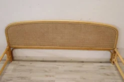 Lit Double En Bambou Et Paille De Vienne, 1980s