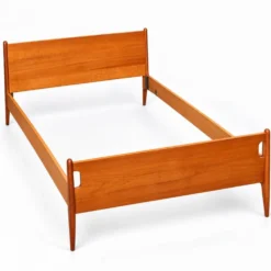 Lit double en bois, années 60