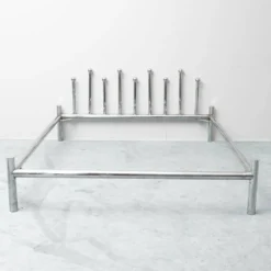 Lit double style Frigerio vintage en acier chromé des années 1970 moderniste