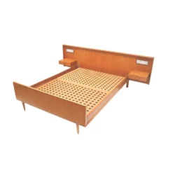 Lit double vintage avec tables de chevet flottantes, fabriqué dans les années 1960