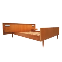 Lit double vintage avec tables de chevet flottantes, fabriqué dans les années 1960