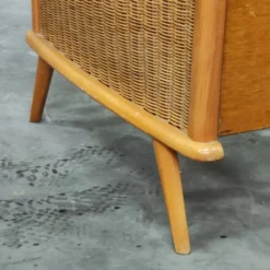 Lit enfant en rotin et bois année 70
