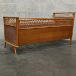 Lit enfant en rotin et bois année 70