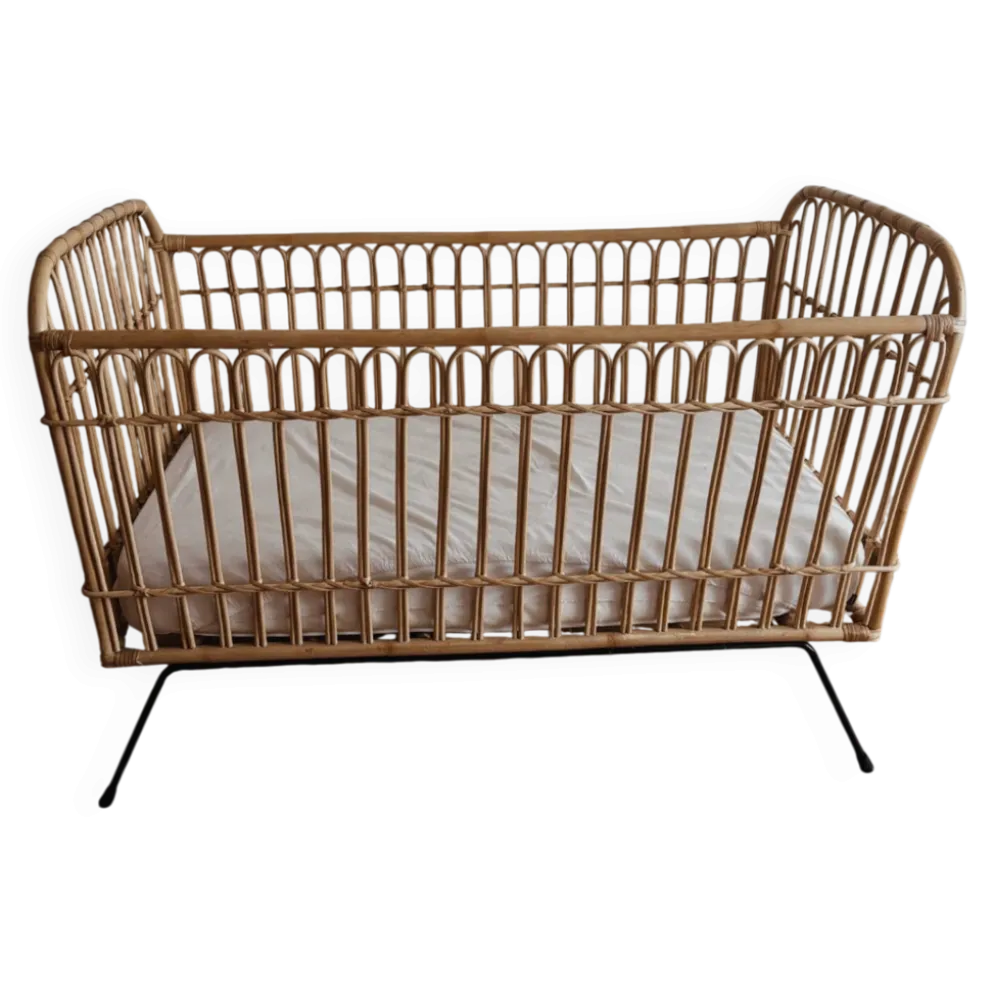 Lit enfant en rotin Saudaura fait main – matelas Zara Home inclus