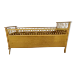 Lit enfant rotin vintage