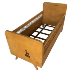 Lit enfant scandinave années 60 avec rotin
