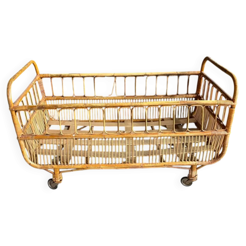 Lit enfant vintage rotin et osier