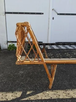 Lit 90/190 en rotin osier bambou vintage design scandinave artisanal