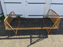 Lit 90/190 en rotin osier bambou vintage design scandinave artisanal