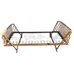 Lit 90/190 en rotin osier bambou vintage design scandinave artisanal