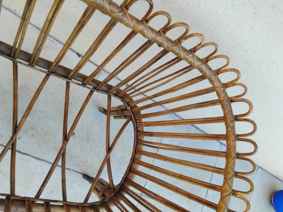 Lit en rotin vintage a roulettes berceau