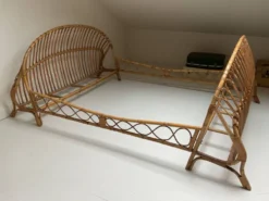 Lit en rotin vintage , matelas 140x190