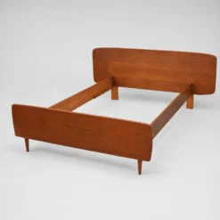 Lit en teck avec tête de lit, années 60-70