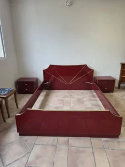 Lit et table de chevet style Hollywood Regency