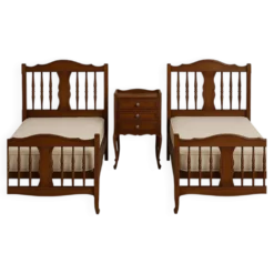 2 lit et une table de chevet vintage en merisier massif