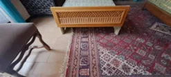 Lit rotin une place vintage années 1970 en bois blond