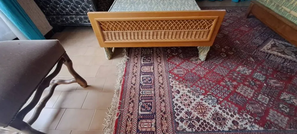 Lit rotin une place vintage années 1970 en bois blond